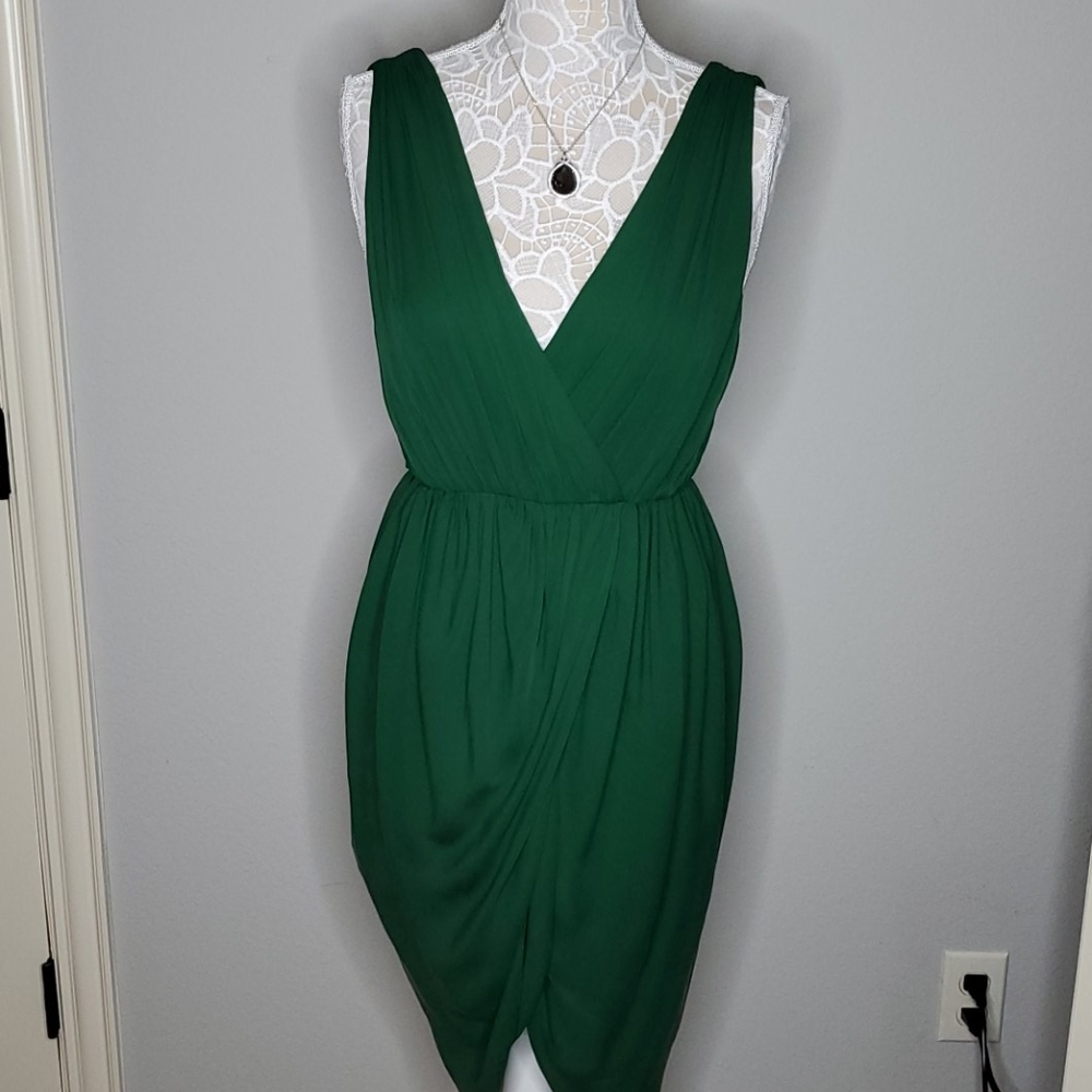 Alice + Olivia Emerald Green Silk Cocktail Dress